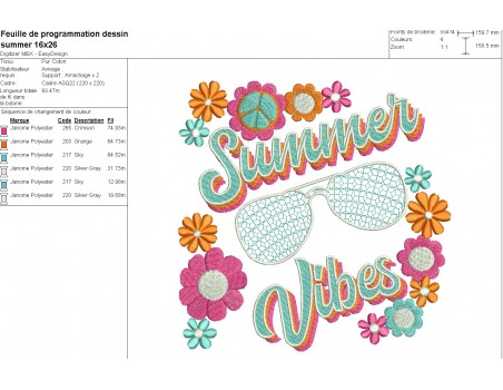 machine embroidery design summer