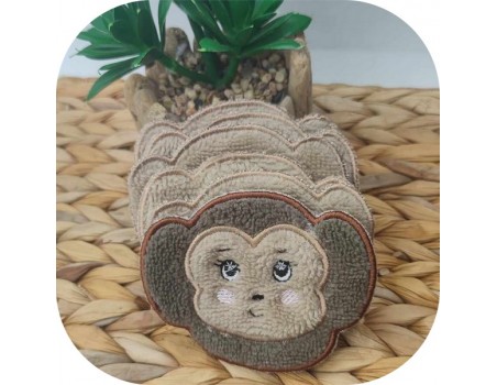 machine embroidery design ith reusable monkey head cotton wipes