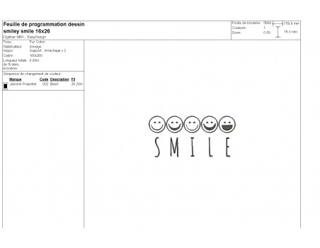 machine embroidery design  emoticon smile