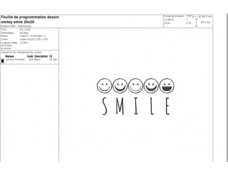 machine embroidery design  emoticon smile