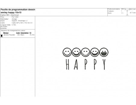 machine embroidery design  emoticon happy