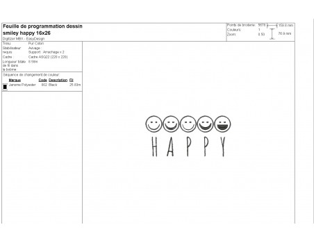 machine embroidery design  emoticon happy