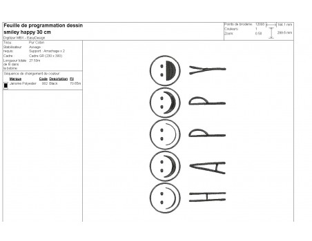 Motif de broderie machine émoticônes happy
