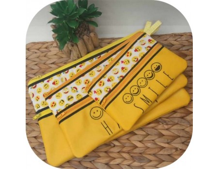 machine embroidery  design ith double zipper pencil case