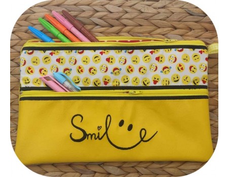 machine embroidery  design ith double zipper pencil case