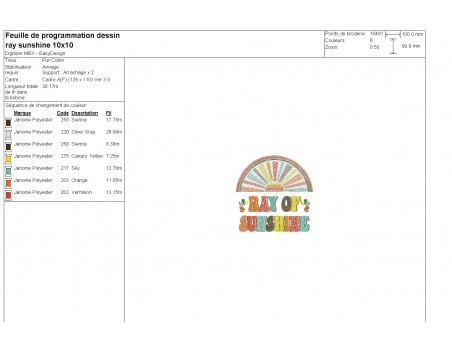 Motif de broderie machine ray of sunshine