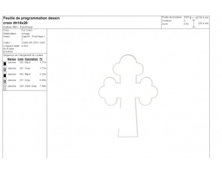 Motif de broderie machine croix ITH