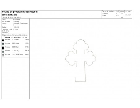 Motif de broderie machine croix ITH