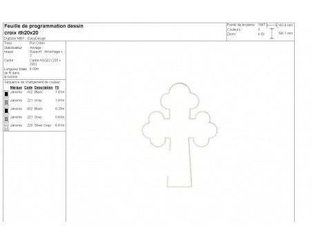 Motif de broderie machine croix ITH