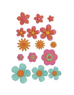 Motif de broderie machine  lot 2 fleurs vintage