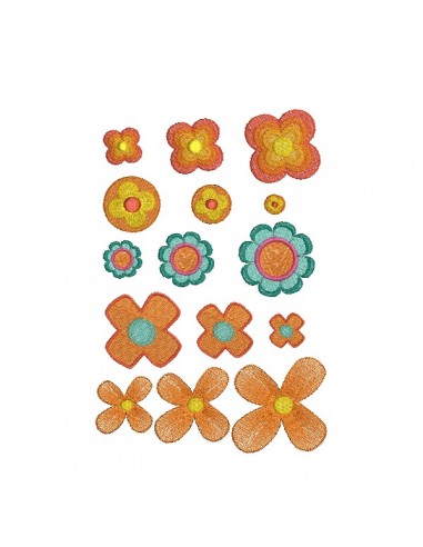 machine embroidery design lot N°1 vintage flowers