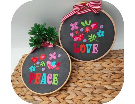 machine embroidery design  vintage flowers bird peace