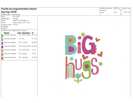 machine embroidery design  Big hugs