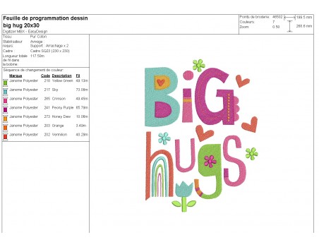 machine embroidery design  Big hugs