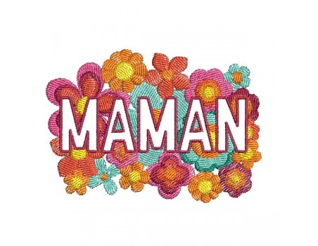 Motif de broderie machine vintage fleurs Maman