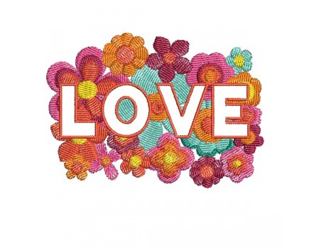 machine embroidery design  vintage flowers love