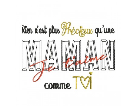 machine embroidery design  text love mom