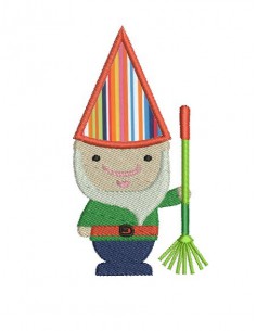 Motif de broderie machine fille faisant du découpage