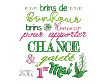 Motif de broderie machine texte  muguet