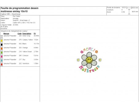 machine embroidery design daisy smiley teatcher