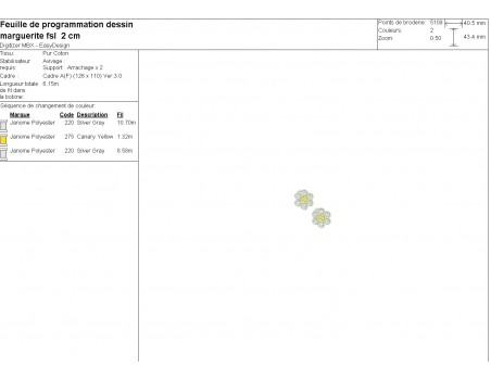 Motif de broderie machine marguerite en FSL