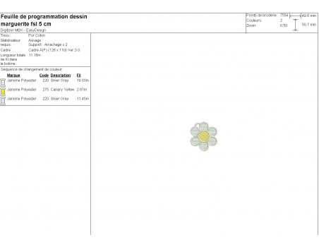 machine embroidery design  fsl daisy