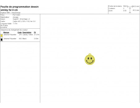 machine embroidery design smiley fsl