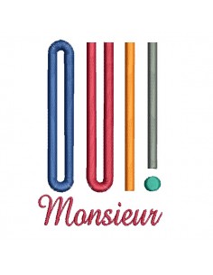 Motif de broderie machine oui monsieur
