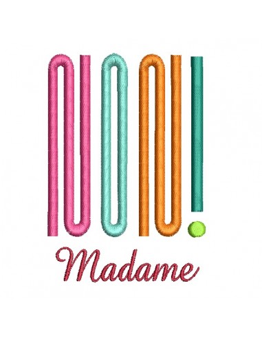 machine embroidery design text no madam