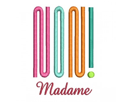 machine embroidery design text no madam