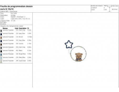 machine embroidery design bear boy with his customizable applied star balloon