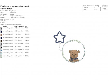 machine embroidery design bear boy with his customizable applied star balloon