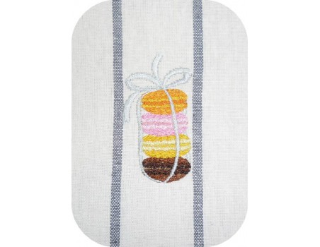 Instant download machine embroidery macaroon with ribbon