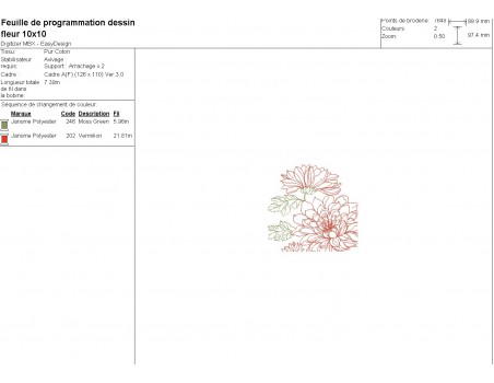 Motif de broderie machine fleur