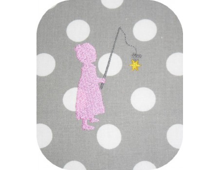 Motif de broderie machine silhouette fille à l'étoile