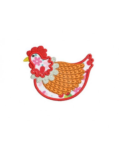 Motif de broderie machine poule appliquée