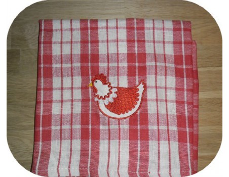 Motif de broderie machine poule appliquée