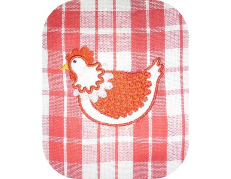 Motif de broderie machine poule appliquée