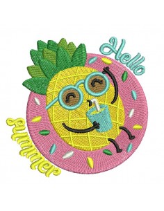 Motif de broderie machine bouée donut avec ananas
