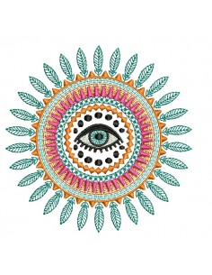 Motif de broderie machine mandala oeil chance