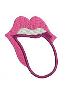 Motif de broderie machine bouche langue appliquée