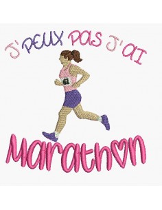 Motif de broderie machine j'peux pas j'ai marathon