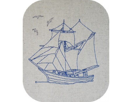 Motif de broderie machine redwork bateau