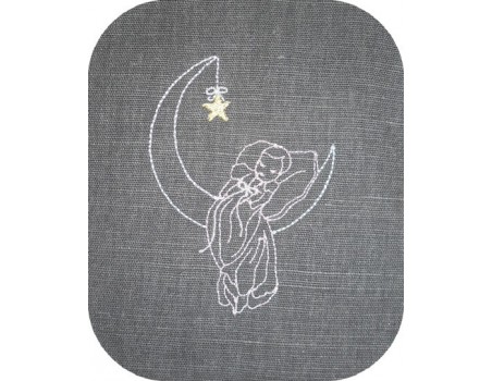 Motif de broderie machine redwork bébé lune