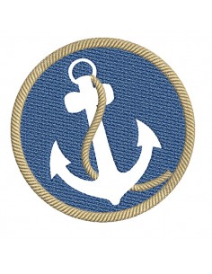 Motif de broderie machine  ancre marine en embossage