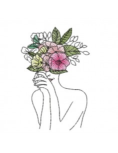 Machine embroidery design woman flowers