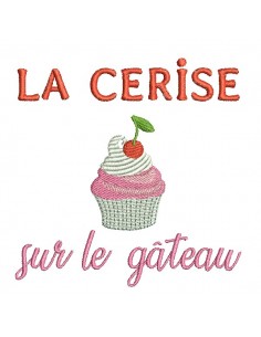 Motif de broderie machine cerise gâteau