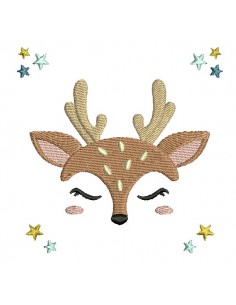 machine embroidery design head deer