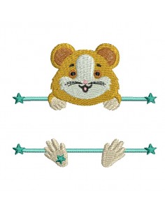 machine embroidery  design hamster to customize for boy