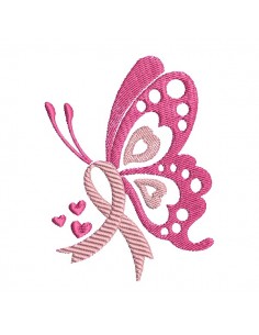 Motif de broderie machine papillon ruban Octobre Rose